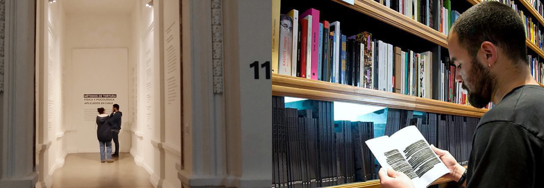 La memoria en el cuerpo, by Janet Toro (1999/2023), and Biblioteca de la no-historia, by Voluspa Jarpa, (2010). Photos by Carolina Benavente and courtesy of Voluspa Jarpa, respectively.