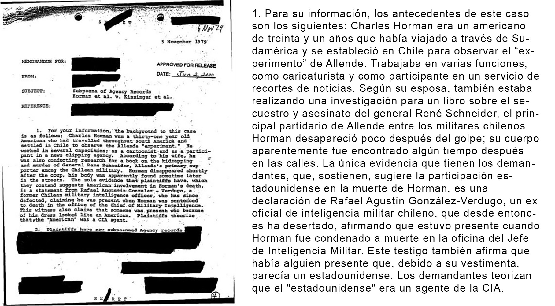 Documentos desclasificados de la CIA