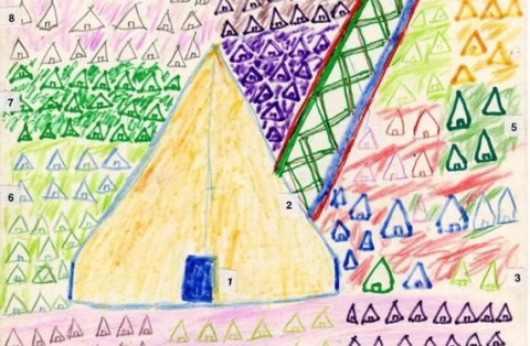 Detalhe de 'Malocosmos', de Firmínio Marubo, em Delvair Montagner, A morada das almas, Museu Paraense Emílio Goeldi, 1996.